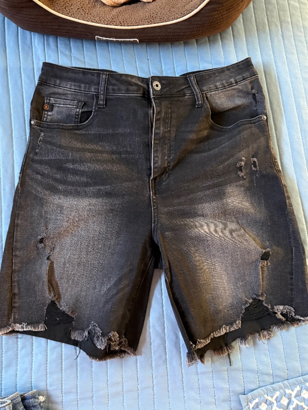 Risen Black Denim long bermuda shorts